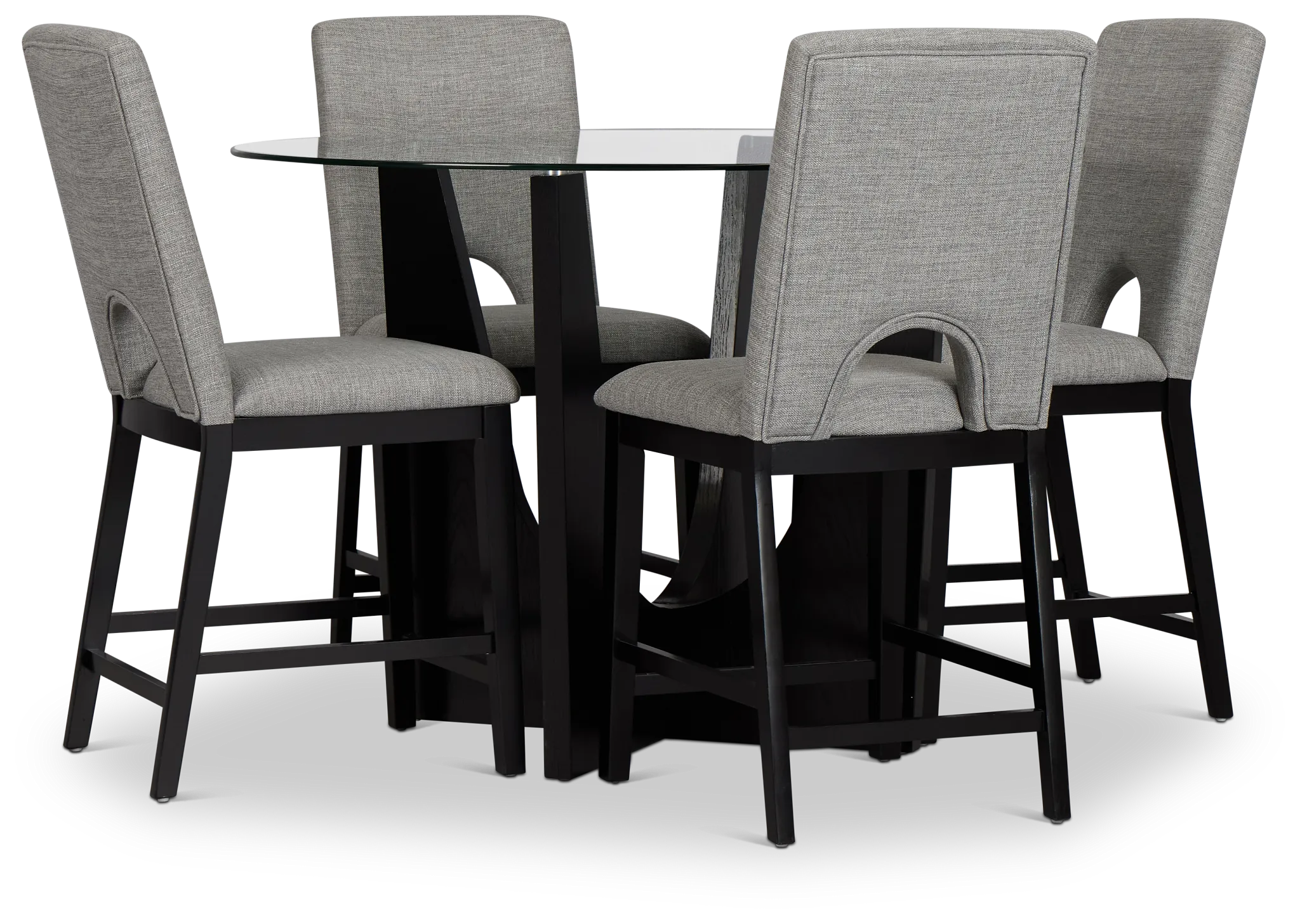 Oxford Glass High Table & 4 Upholstered Barstools