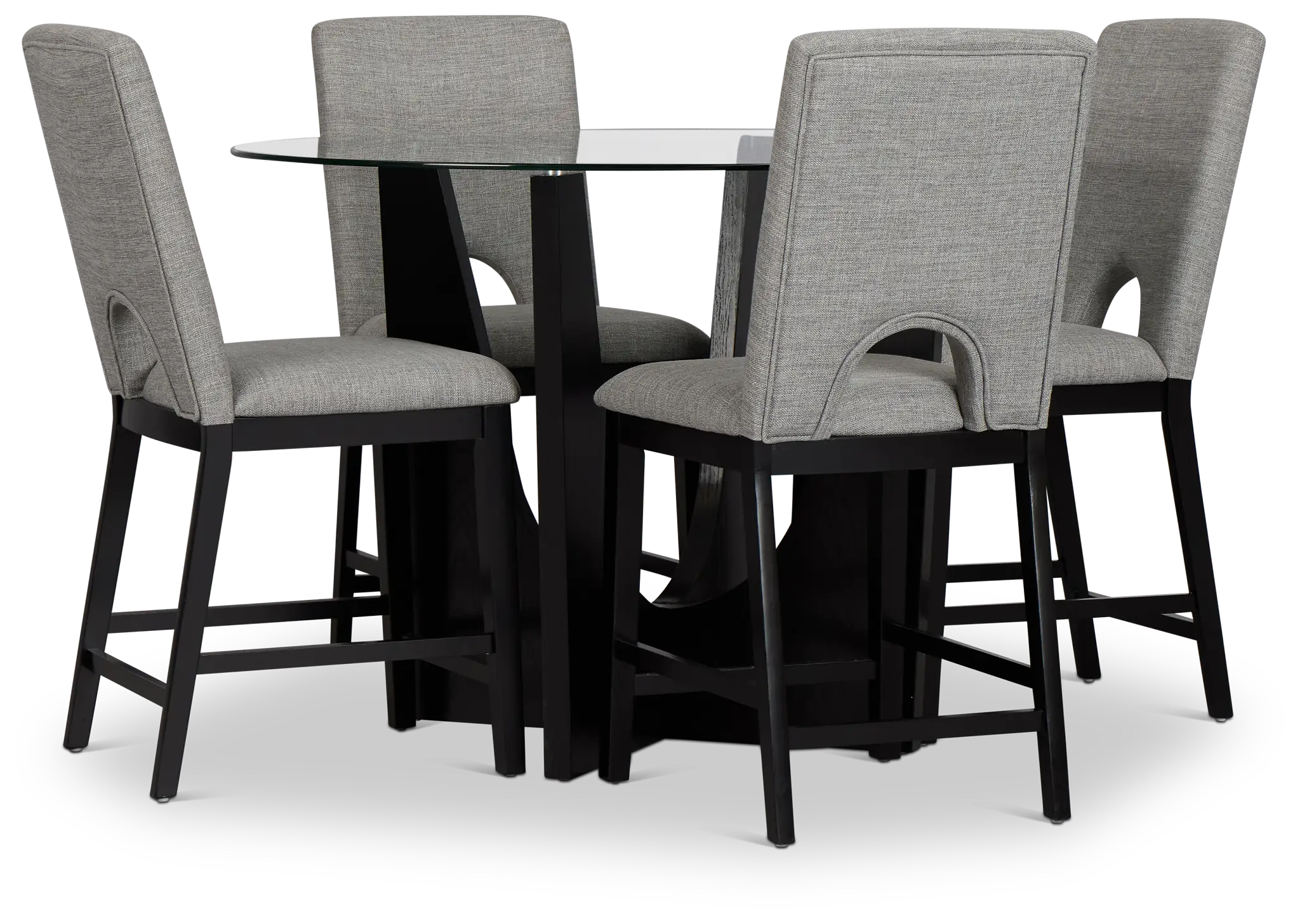 Oxford Glass High Table & 4 Upholstered Barstools Oxford Glass High Table & 4 Upholstered Barstools
