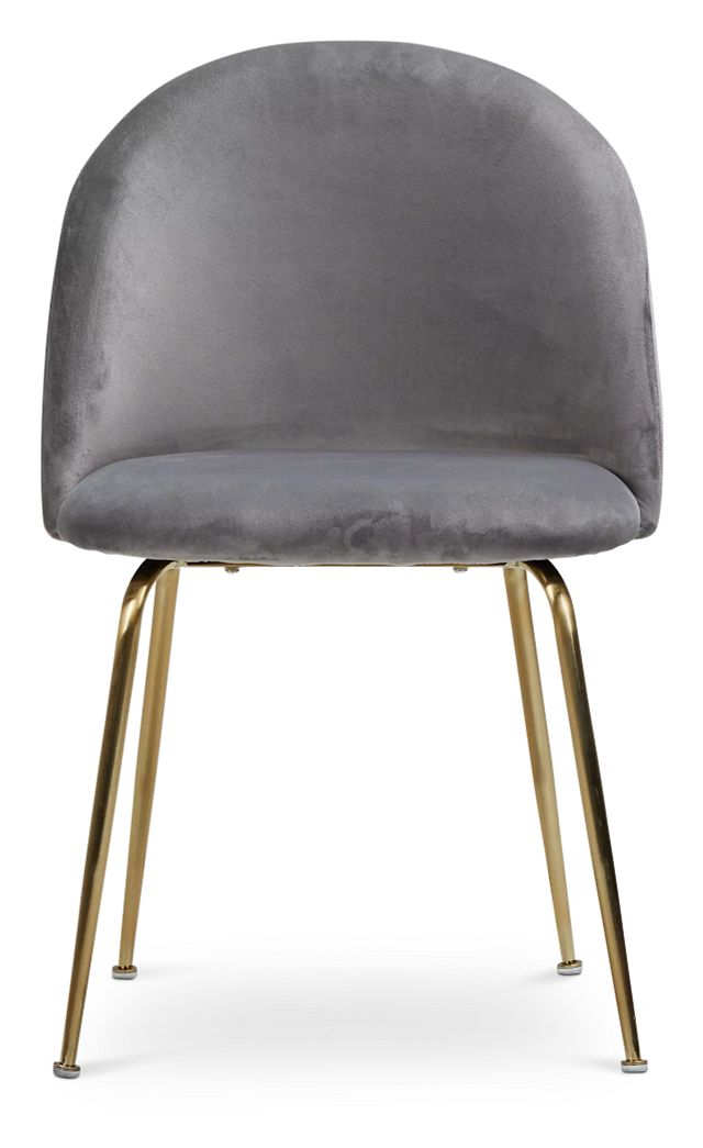 Capri Gray Upholstered Side Chair W/ Gold Legs