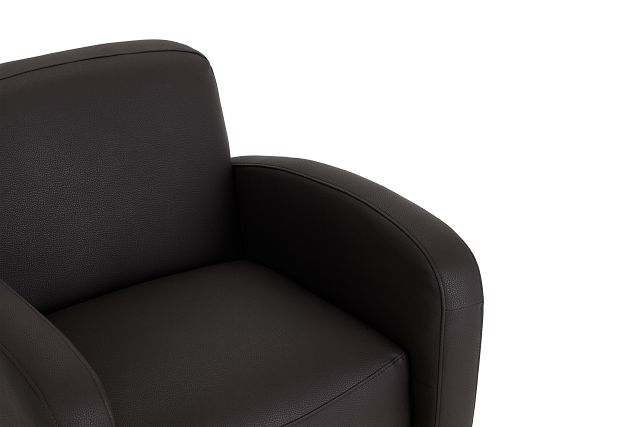 Axis Dark Brown Vinyl Swivel Accent Chair