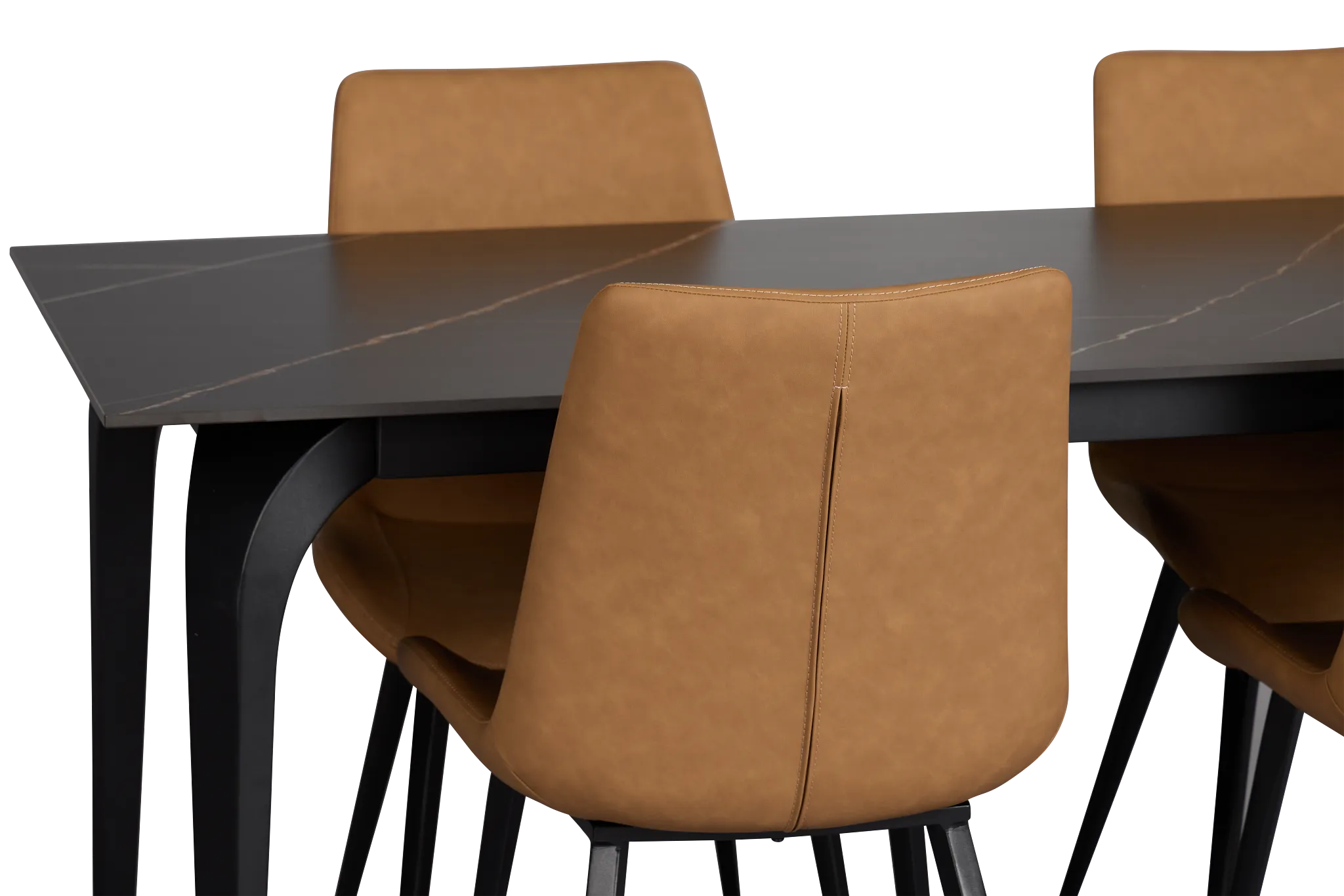 Sierra Black Stone Rectangular Table & 4 Upholstered Chairs