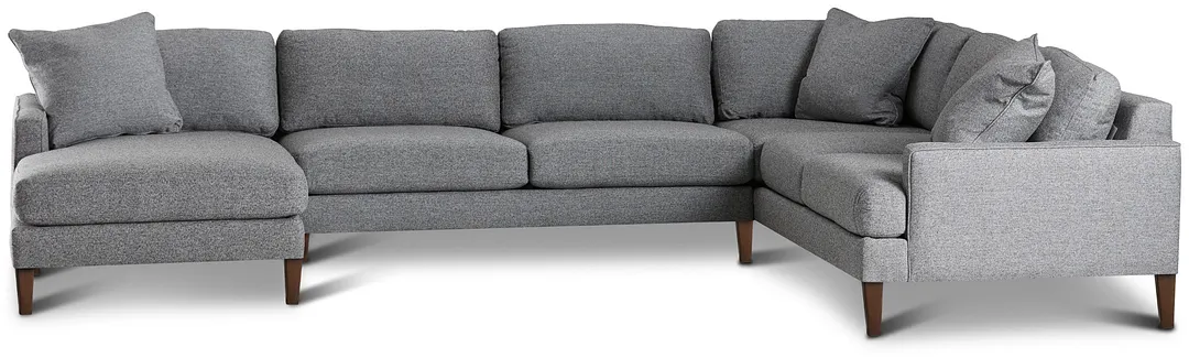 Morgan Dark Gray Fabric Medium Left Chaise Sectional W/ Wood Legs
