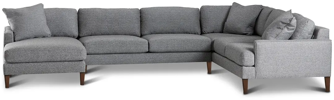 Morgan Dark Gray Fabric Medium Left Chaise Sectional W/ Wood Legs Morgan Dark Gray Fabric Medium Left Chaise Sectional W/ Wood Legs