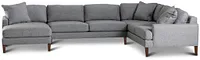 Morgan Dark Gray Fabric Medium Left Chaise Sectional W/ Wood Legs