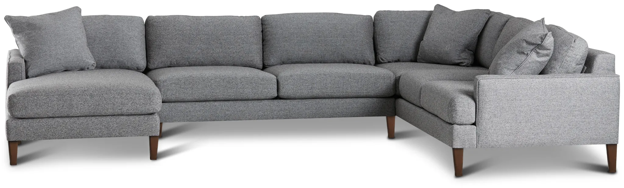 Morgan Dark Gray Fabric Medium Left Chaise Sectional W/ Wood Legs