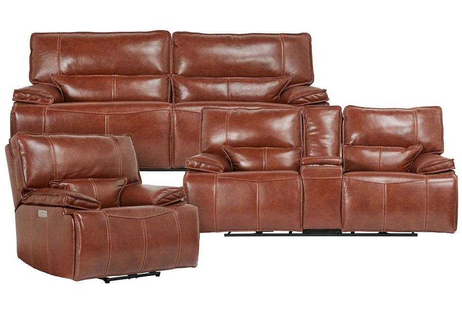 Jesse Medium Brown Lthr Vinyl Power Reclining Living Room Living