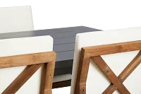 Linear Dark Gray White 70" Aluminum Table & 4 Teak Cushioned Side Chairs