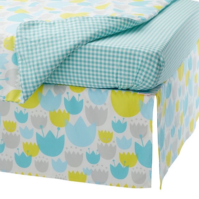Tulip Light Blue 5 Piece Crib Bedding Set