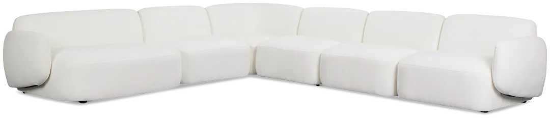 Halsey White Fabric Large Left Cuddler Sectional