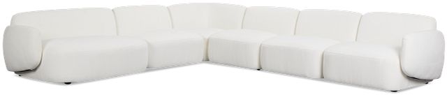 Halsey White Fabric Large Left Cuddler Sectional