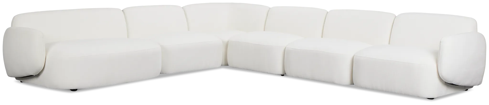 Halsey White Fabric Large Left Cuddler Sectional