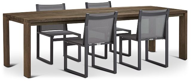 Linear 102" Teak Table & 4 Sling Side Chairs (0)
