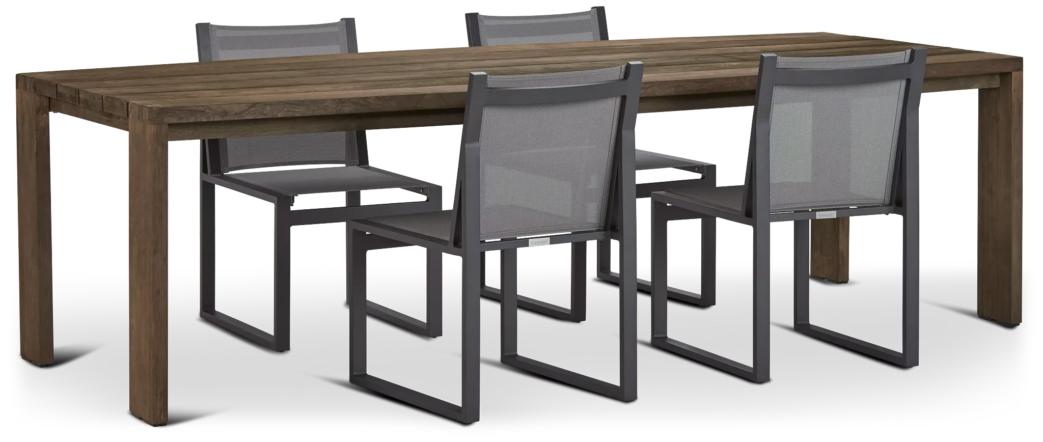 Linear 102" Teak Table & 4 Sling Side Chairs