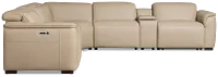 Brodie Taupe Lthr/vinyl Large Dual Power Reclining Two-arm Sectional