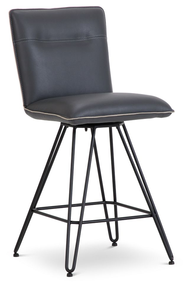 Demi Dark Gray Swivel 24" Upholstered Barstool