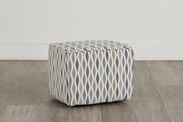 Ohgee Blue Fabric Accent Pouf
