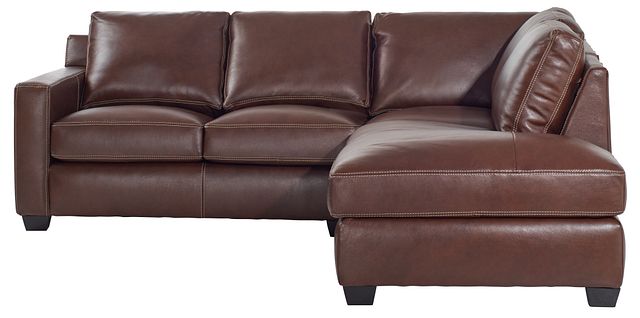 Carson Medium Brown Leather Right Bumper Sectional