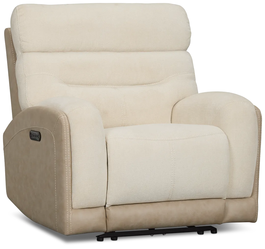 Travis Light Beige Fabric Power Recliner