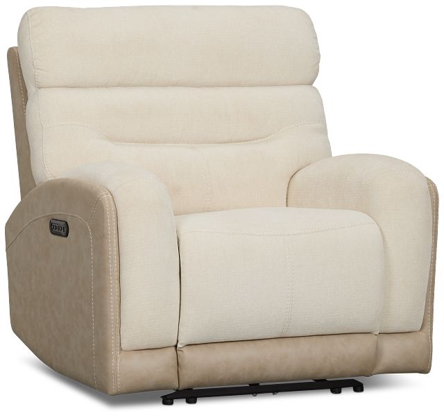 Travis Light Beige Fabric Power Recliner