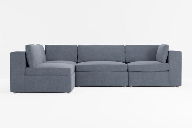 Destin Victory Dark Blue Fabric 4-piece Modular Sectional