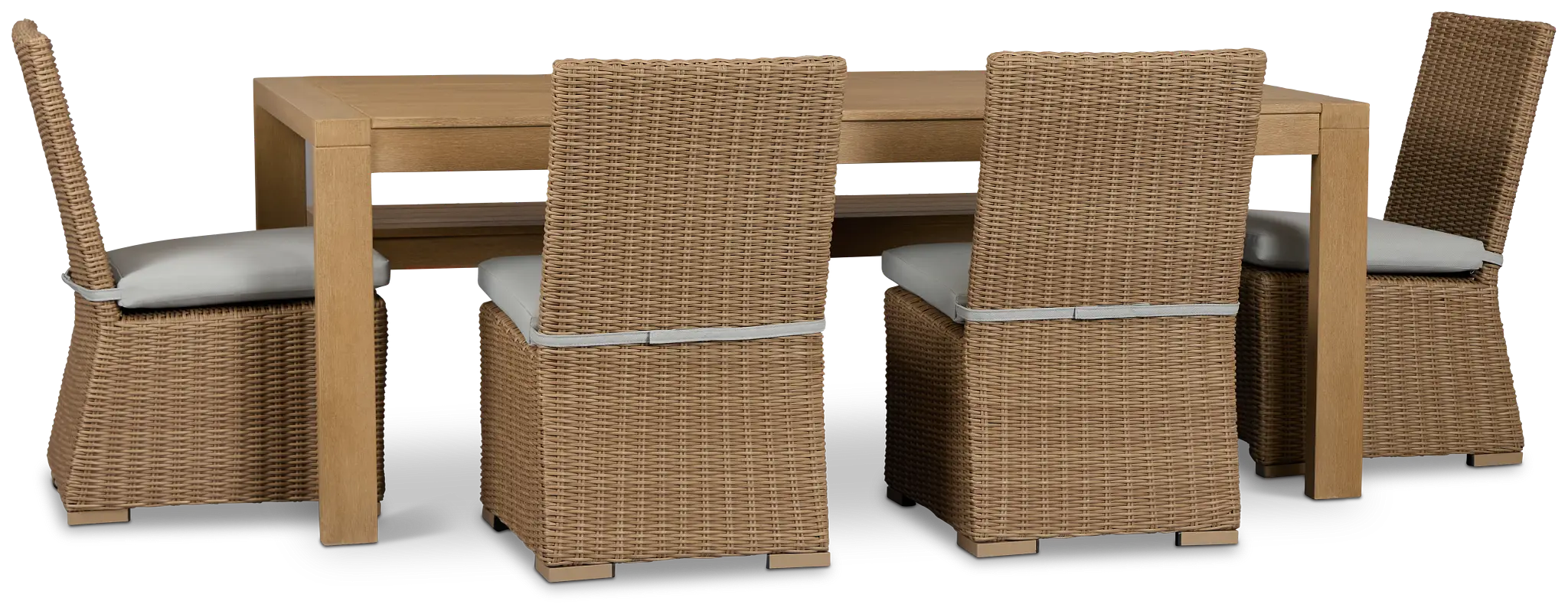 Montecito Mid Tone Table, 4 Chairs & Bench With Light Blue Cushions Montecito Mid Tone Table, 4 Chairs & Bench With Light Blue Cushions