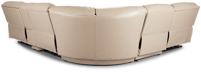 Graham Light Beige Lthr/vinyl Medium Triple Power 2-arm Sectional