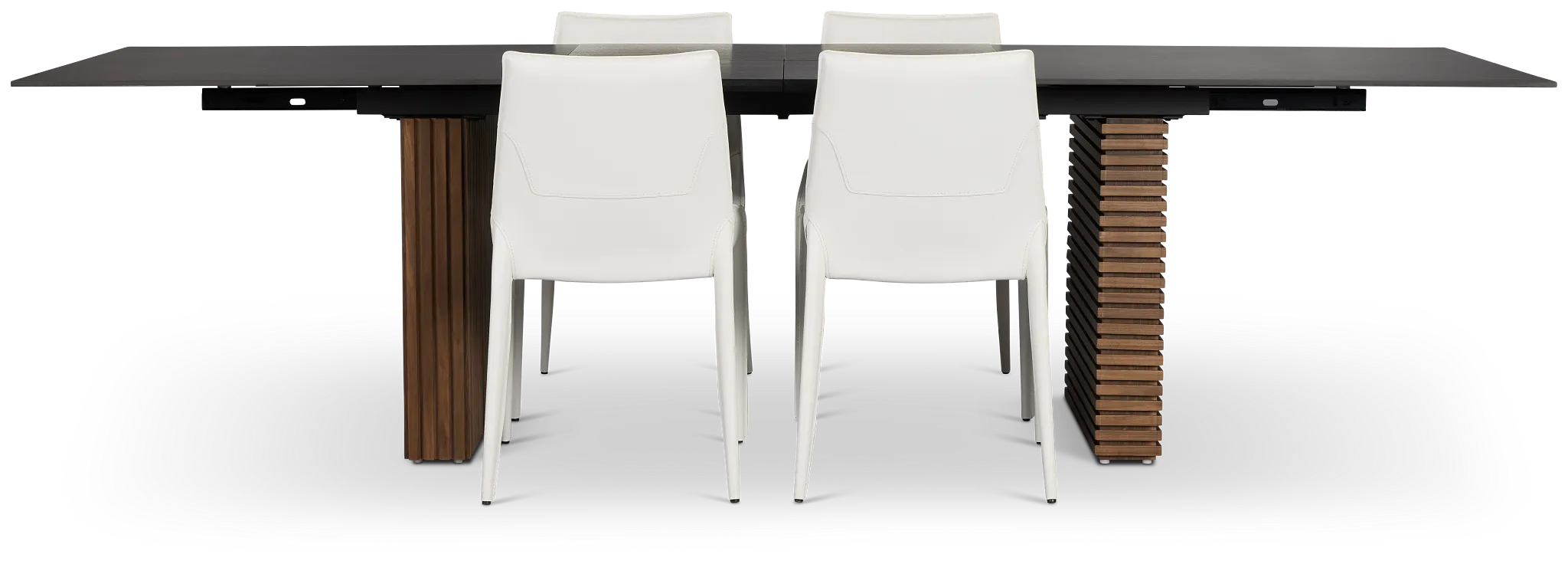 Wayne Two-tone Stone Rectangular Table & 4 White Upholstered Chairs