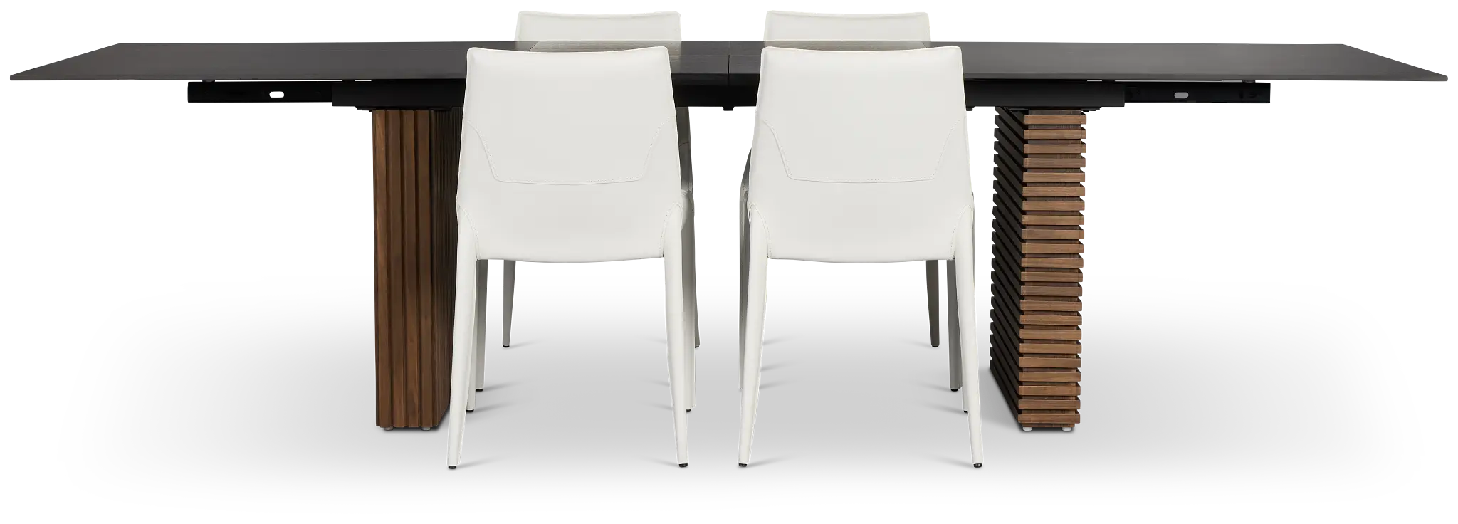 Wayne Two-tone Stone Rectangular Table & 4 White Upholstered Chairs Wayne Two-tone Stone Rectangular Table & 4 White Upholstered Chairs