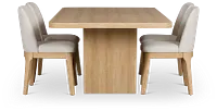 Lyndie Light Tone Rect Table & 4 Upholstered Chairs