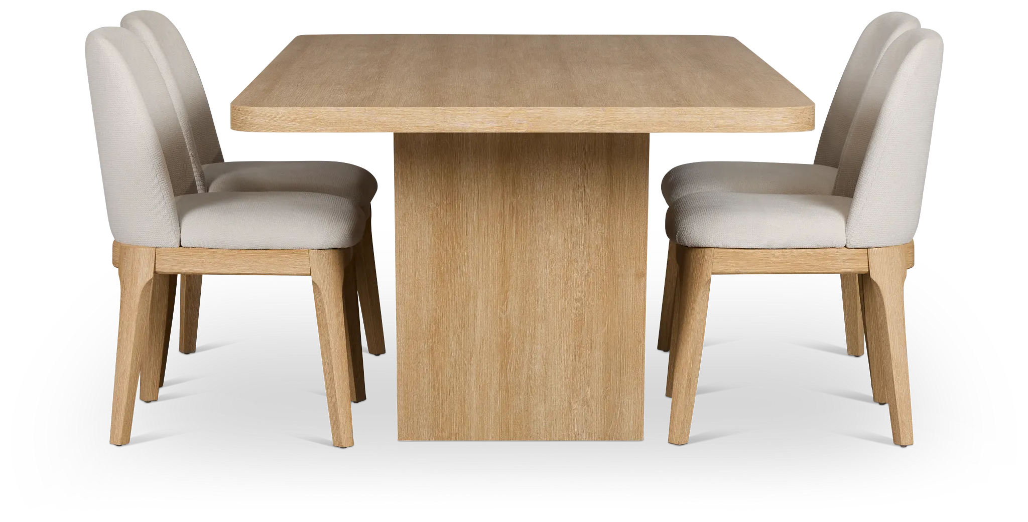 Lyndie Light Tone Rect Table & 4 Upholstered Chairs