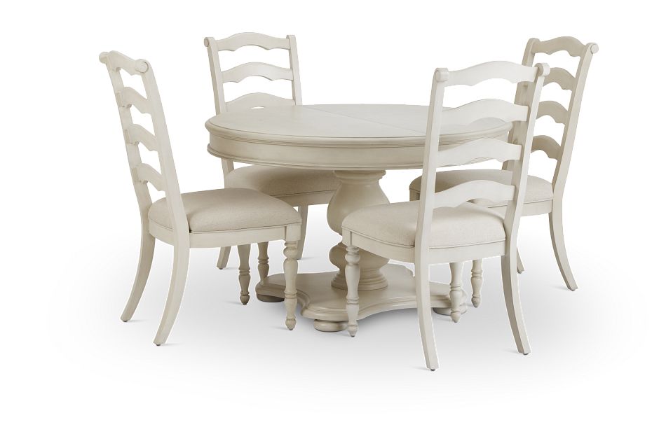 Savannah Ivory Round Table & 4 Chairs, (1)