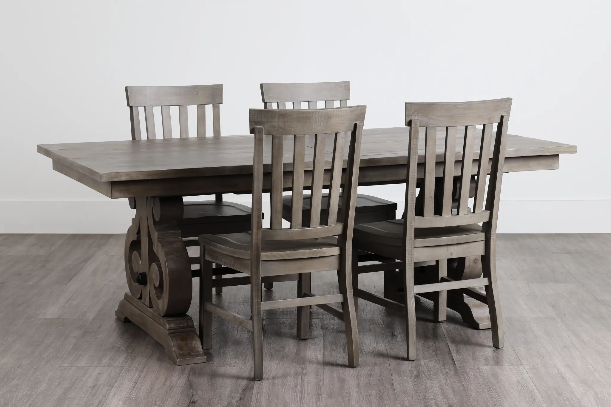 Sonoma Light Tone Trestle Table & 4 Wood Chairs Sonoma Light Tone Trestle Table & 4 Wood Chairs