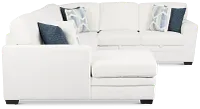 Everly White Fabric Medium Left Chaise Storage Sectional