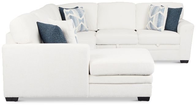 Everly White Fabric Medium Left Chaise Storage Sectional