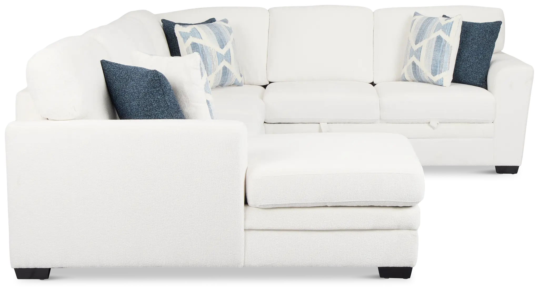 Everly White Fabric Medium Left Chaise Storage Sectional Everly White Fabric Medium Left Chaise Storage Sectional