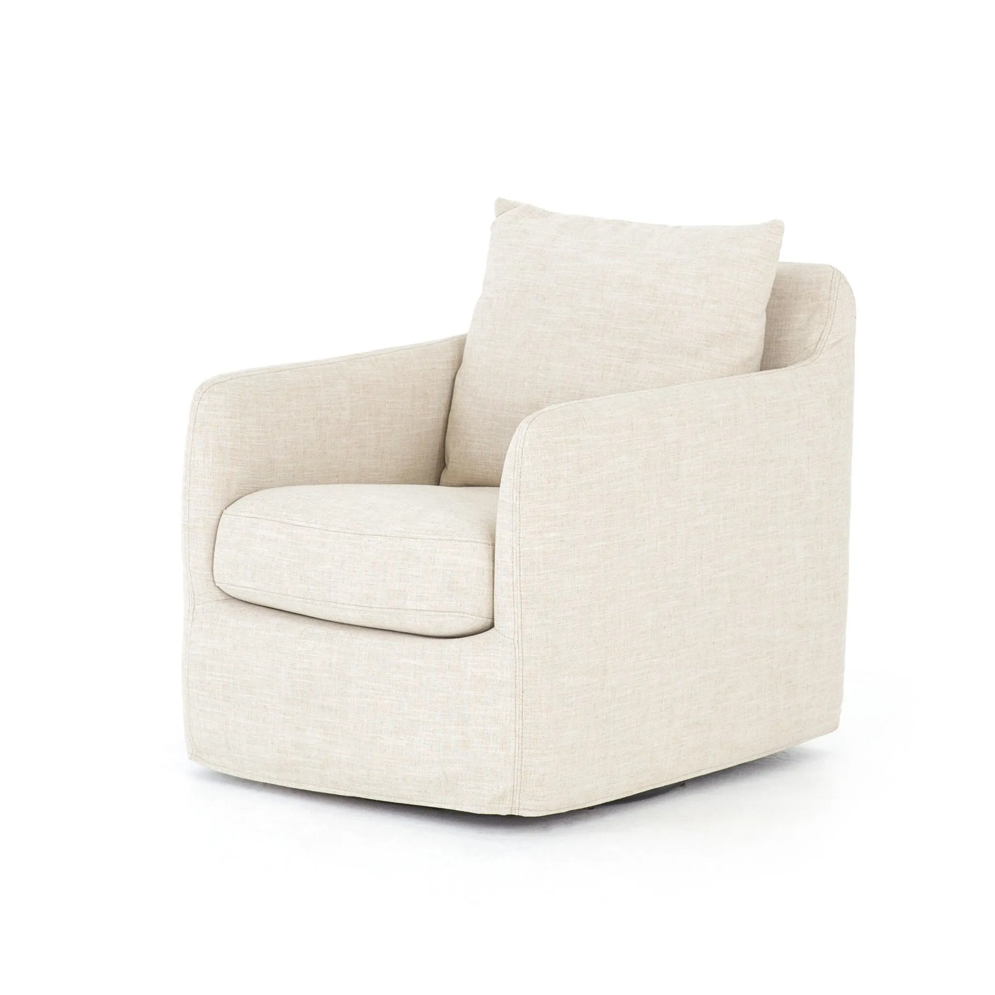 Four Hands Banks Ivory Slipcover Swivel Accent Chair