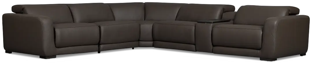 Kieran Dark Brown Lthr/vinyl Medium Triple Power 2-arm Sectional Kieran Dark Brown Lthr/vinyl Medium Triple Power 2-arm Sectional