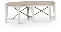 Heron Cove White Curved Upholstered Dining Bench