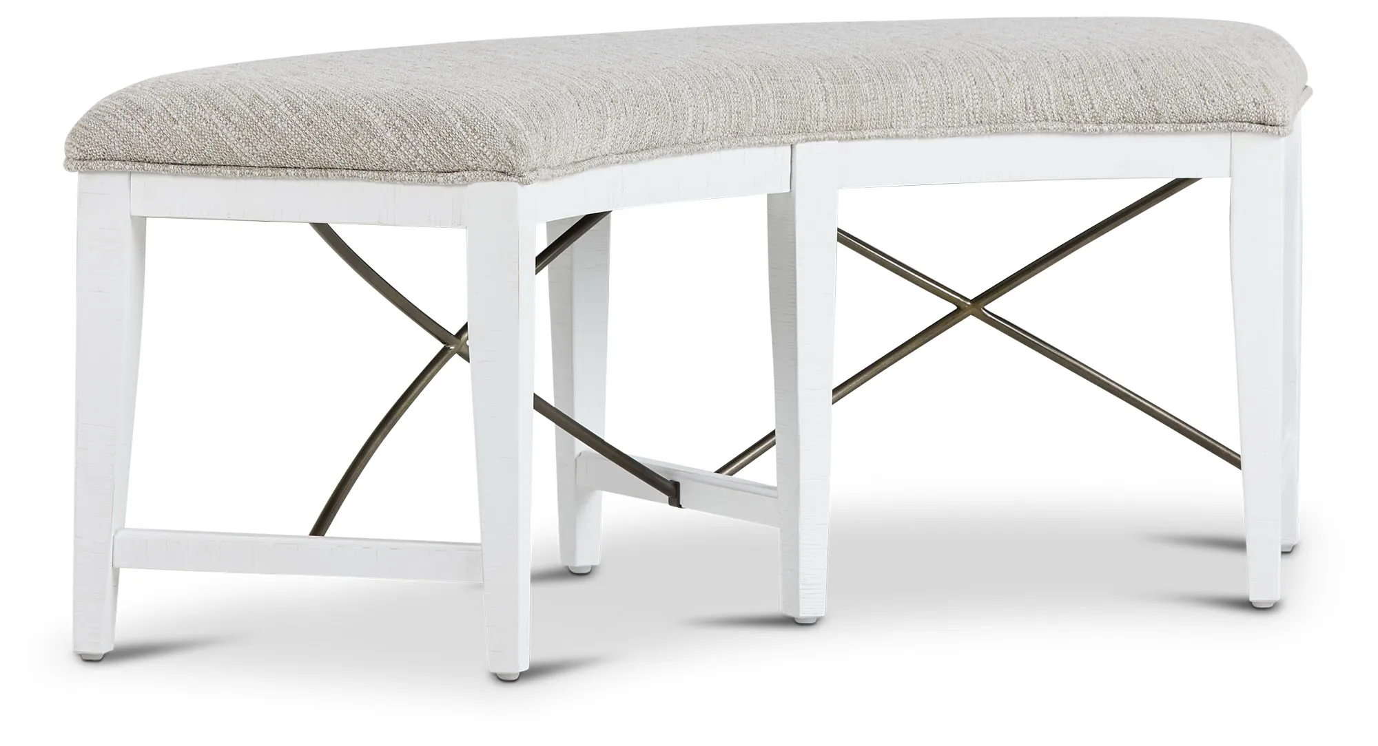 Heron Cove White Curved Upholstered Dining Bench