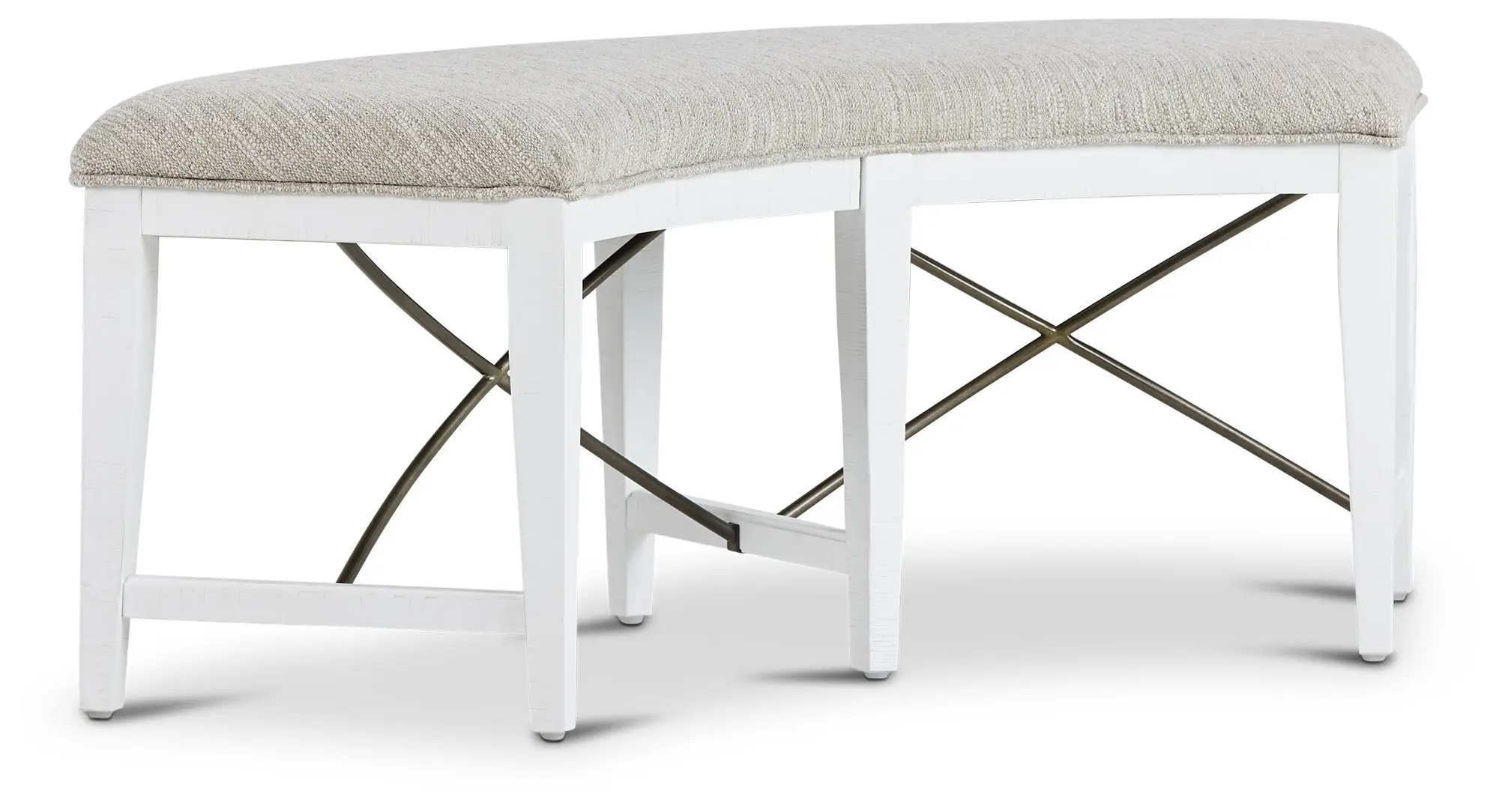 Heron Cove White Curved Upholstered Dining Bench Heron Cove White Curved Upholstered Dining Bench