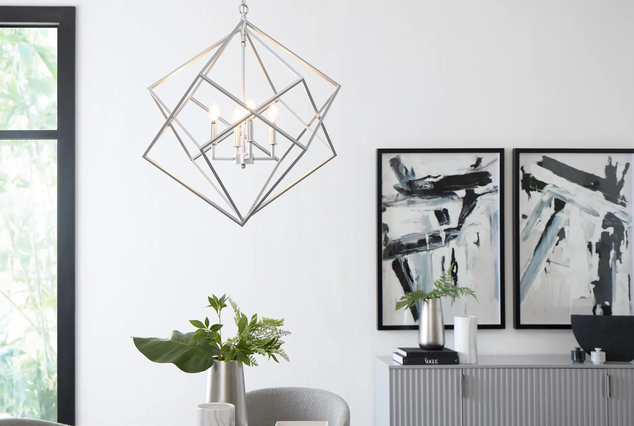 Cage Silver Chandelier