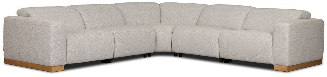 Leona Light Gray Fabric Small Dual Power Reclining Two-arm Sectional
