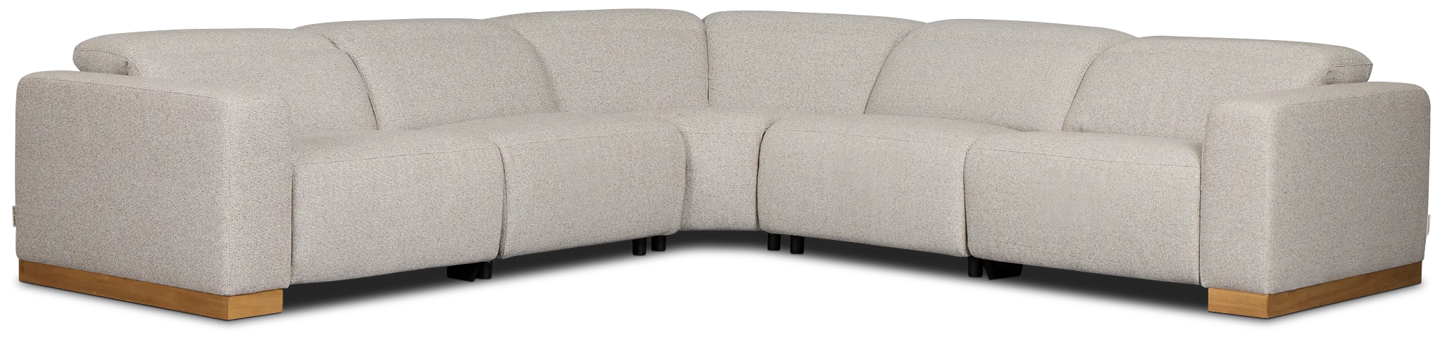 Leona Light Gray Fabric Small Dual Power Reclining Two-arm Sectional