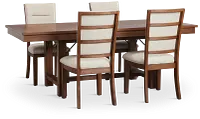 Park City Dark Tone Rectangular Table & 4 Upholstered Chairs