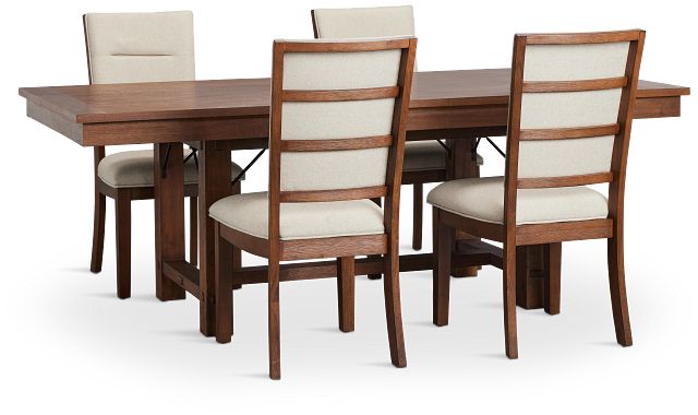 Park City Dark Tone Rectangular Table & 4 Upholstered Chairs