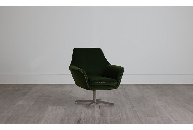 Xander Dark Green Velvet Swivel Accent Chair