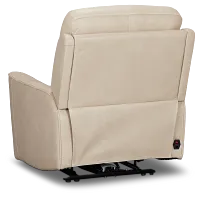 Benji Light Beige Lthr/vinyl Zero Gravity Power Recliner W/headrest