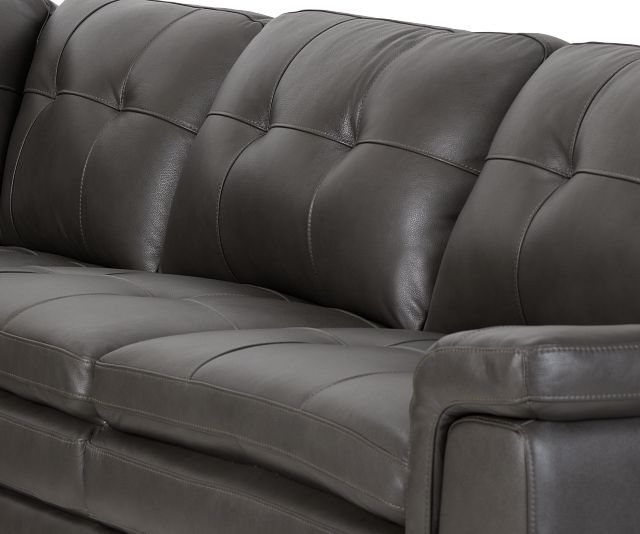 Braden Dark Gray Leather Small Two-arm Sectional