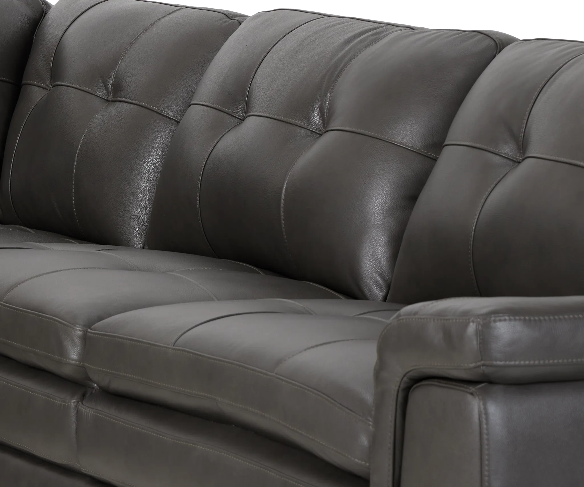 Braden Dark Gray Leather Small Two-arm Sectional
