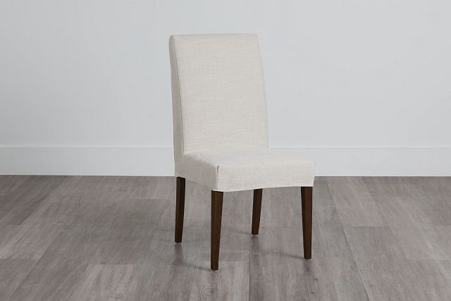 Harbor Light Beige Short Slipcover Chair With Medium-tone Leg